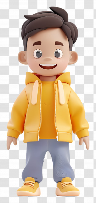 3d Little Boy - Cartoon Boy In Orange Jacket Transparent PNG