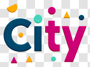 City - Colorful City Wordmark Transparent PNG