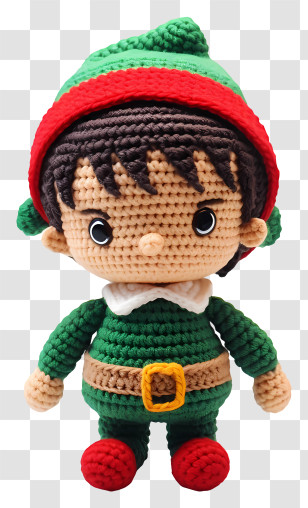 Crocheted Plush Toy - Handmade Crochet Elf Doll Transparent PNG