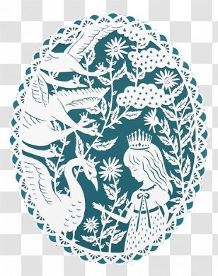 Papercutting Paper Craft Chinese Cutting Work Of Art - Kirigami - Princess And Swan Pattern Transparent PNG