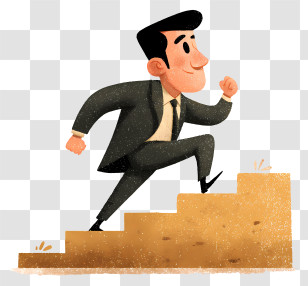 Climbing Stairs To Success - Businessman Climbing Stairs Transparent PNG
