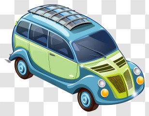 Green Car - Colorful Cartoon Car Transparent PNG