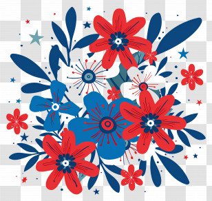 4th Of July - Red And Blue Floral Pattern Transparent PNG