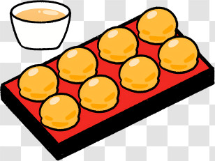 Cartoon - Takoyaki Balls With Sauce Transparent PNG