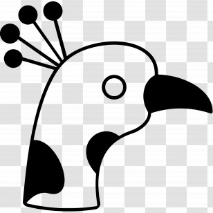 Peacock - Black And White Bird Outline Transparent PNG