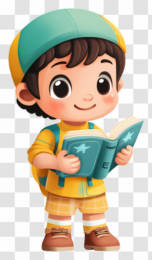 Cartoon Boy - Cartoon Boy Reading A Book Transparent PNG