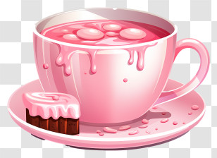 Coffee Cup - Pink Cup With Saucer Transparent PNG