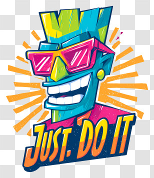 Just Do It - Blue Tiki Head With 'Just. Do It' Transparent PNG