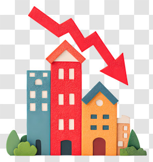 Housing Market Is Falling - Real Estate Market Decline Illustration Transparent PNG