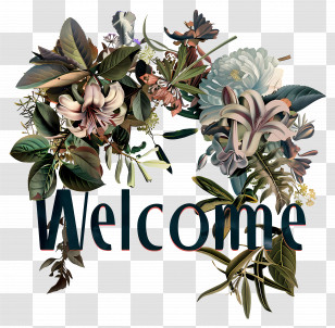 Welcome - Floral Decorative Welcome Illustration Transparent PNG