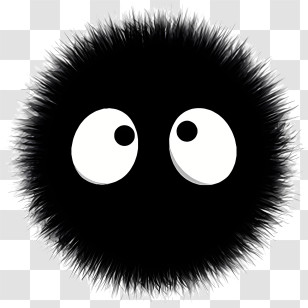Studio Ghibli - Cute Black Fuzzy Ball With Eyes Transparent PNG