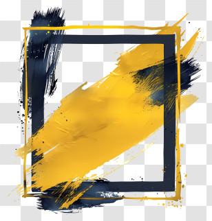 Golden Frame - Abstract Ink Stroke Yellow Frame Transparent PNG