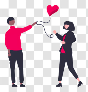 Couple - Man And Woman With Heart-Shaped Balloon Transparent PNG