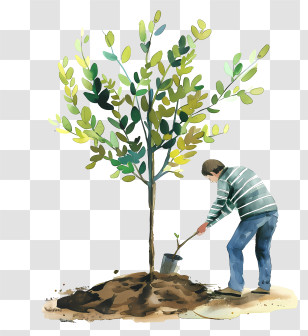 Tree Planting - Man Planting A Tree For Environmental Care Transparent PNG