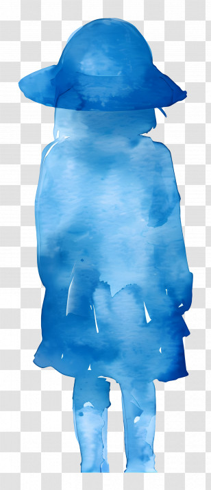 Watercolor Child - Blue Watercolor Silhouette Transparent PNG