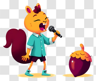 Cartoon Squirrel - Singing Cartoon Squirrel With Microphone Transparent PNG