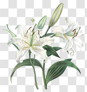 Lily - Illustration Of White Lily Flowers Transparent PNG