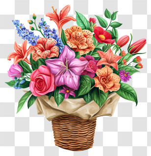 Flower Delivery - Beautiful Flower Bouquet With Various Blooms Transparent PNG