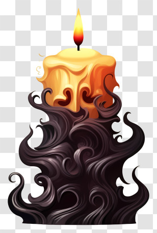 Dark Candle - Burning Candle With Smoke Illustration Transparent PNG