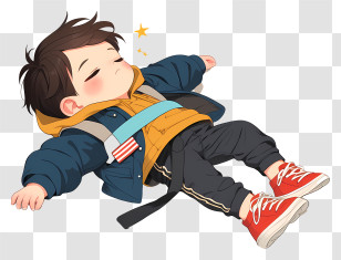 Animated Boy - Sleeping Child In Jacket Transparent PNG