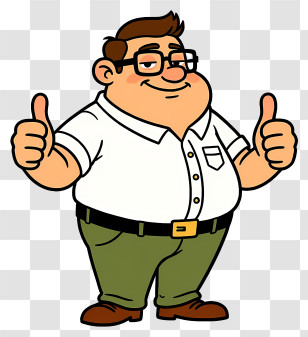 Chubby Man - Cartoon Man Giving Thumbs Up Transparent PNG