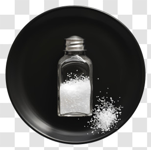 Salt Shaker - Salt Shaker On Black Plate For Kitchen Use Transparent PNG