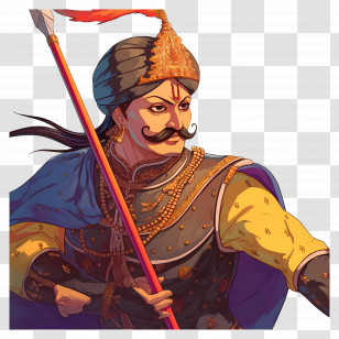 Maharana Pratap - Illustration Of Brave Warrior With Spear Transparent PNG