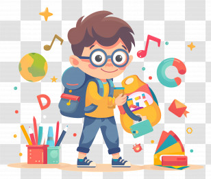 Boy Student - School-Going Child With Learning Accessories Transparent PNG