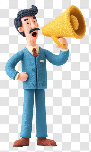 Man With Loudspeaker - Man With Megaphone Cartoon Transparent PNG