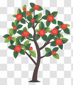 Flower Tree - Tree With Red Flowers Illustration Transparent PNG