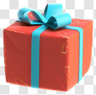 Gift - Red Gift Box With Blue Ribbon Transparent PNG