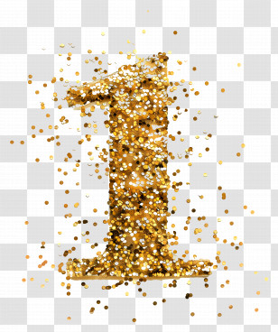 1 Glitter - Golden Number One Illustration Transparent PNG