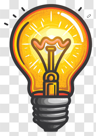 Light Bulb - Glowing Cartoon Light Bulb Illustration Transparent PNG