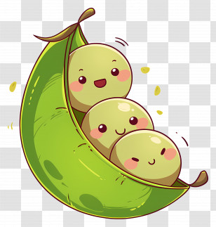 Kawaii Peas - Adorable Peas In A Pod Illustration Transparent PNG