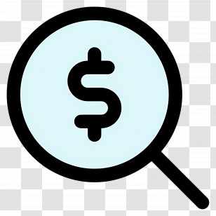 Investment Research - White Magnifying Glass With Black Dollar Sign Transparent PNG