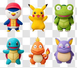 Pokemon Characters - Colorful Cartoon Characters Collection Transparent PNG