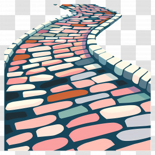 Cobblestone Road - Colorful Curved Brick Path Transparent PNG