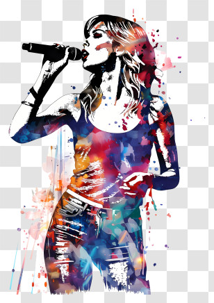 Decal Taylor Swift Silhouette - Colorful Singing Woman Transparent PNG