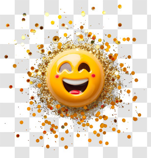 Sparkle - Happy Emoji With Confetti Transparent PNG