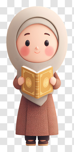 Muslim Girl Holding Quran - Girl Reading A Book Transparent PNG