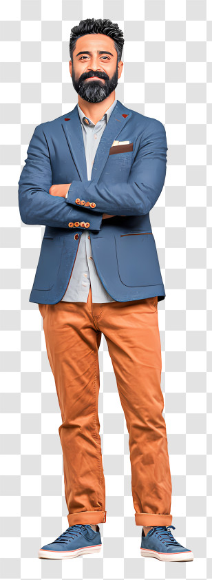 Businessman Full Body - Stylish Bearded Man In Blazer Transparent PNG