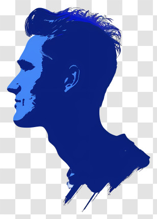 Man Face Silhouette - Blue Stylish Male Side Silhouette Transparent PNG