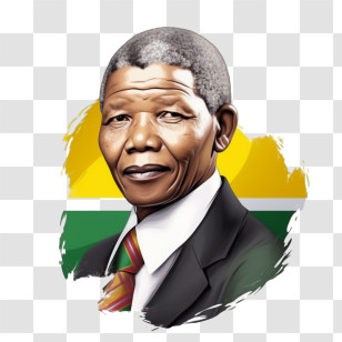 Nelson Mandela - Illustration Of A Man With Flag Background Transparent PNG