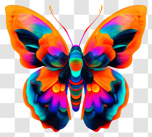 Iridescent Butterfly Wings - Vibrant Rainbow Butterfly Transparent PNG