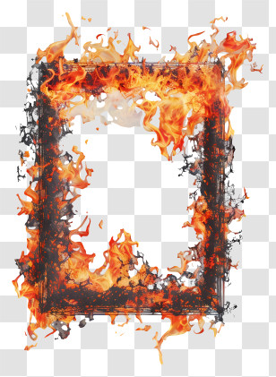 Fire Frame - Dramatic Burning Photo Frame Illustration Transparent PNG