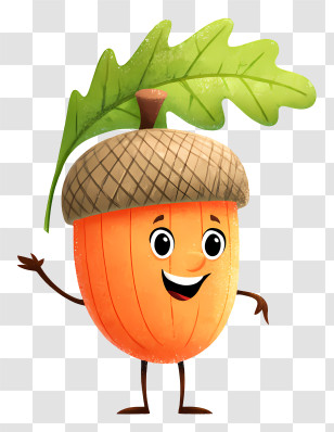 Acorn Nut - Acorn With Leaf Cartoon Illustration Transparent PNG