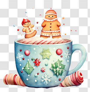 Winter Coffee Mug - Festive Cup With Gingerbread And Candy Canes Transparent PNG