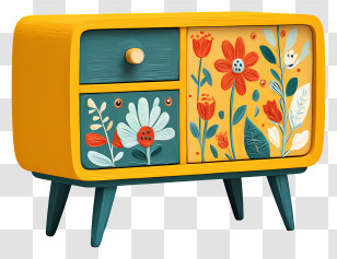 Tv Stand - Colorful Floral Cabinet With Drawers Transparent PNG