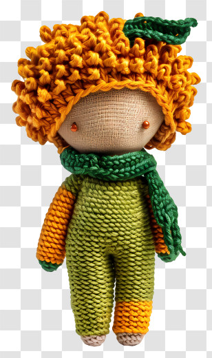 Amigurumi Doll - Cute Knitted Doll With Orange Hat Transparent PNG