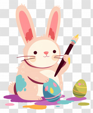 Bunny Painting Easter Eggs - Easter Bunny Painting Eggs Illustration Transparent PNG